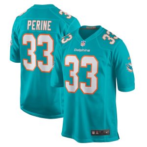 Men’s Miami Dolphins Lamical Perine Nike Aqua Home Game Player Jersey