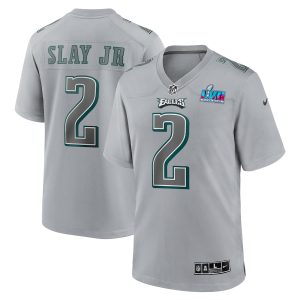 Men’s Philadelphia Eagles Darius Slay Jr. Nike Gray Super Bowl LVII Patch Atmosphere Fashion Game Jersey