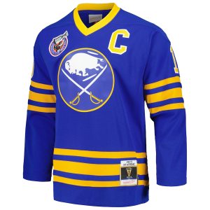 Men’s Buffalo Sabres Pat LaFontaine Mitchell & Ness Royal Captain Patch 1992/93 Blue Line Player Jersey