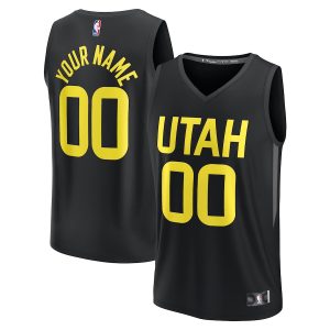 Men’s Utah Jazz Fanatics Branded Black Fast Break Custom Replica Jersey – Statement Edition