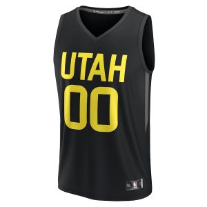 Men’s Utah Jazz Fanatics Branded Black Fast Break Custom Replica Jersey – Statement Edition