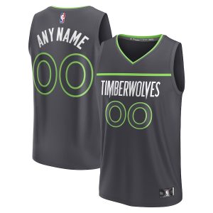 Men’s Minnesota Timberwolves Fanatics Branded Black Custom Fast Break Jersey – Statement Edition