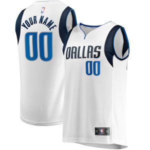 Men’s Dallas Mavericks Fanatics Branded White Fast Break Custom Replica Jersey – Association Edition