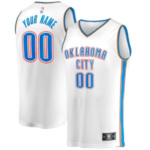 Men’s Oklahoma City Thunder Fanatics Branded White Fast Break Custom Replica Jersey – Association Edition