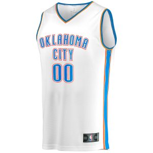 Men’s Oklahoma City Thunder Fanatics Branded White Fast Break Custom Replica Jersey – Association Edition