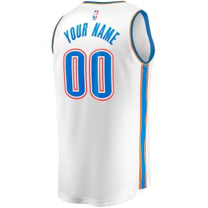 Men’s Oklahoma City Thunder Fanatics Branded White Fast Break Custom Replica Jersey – Association Edition