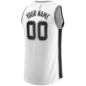 Men’s San Antonio Spurs Fanatics Branded White Fast Break Custom Replica Jersey – Association Edition