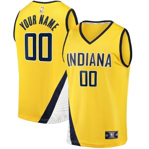 Men’s Indiana Pacers Fanatics Branded Yellow Fast Break Custom Jersey – Statement Edition