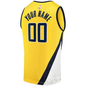 Men’s Indiana Pacers Fanatics Branded Yellow Fast Break Custom Jersey – Statement Edition