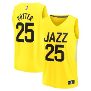 Men’s Utah Jazz Micah Potter Fanatics Branded Yellow Fast Break Player Jersey – Icon Edition