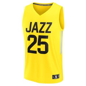 Men’s Utah Jazz Micah Potter Fanatics Branded Yellow Fast Break Player Jersey – Icon Edition