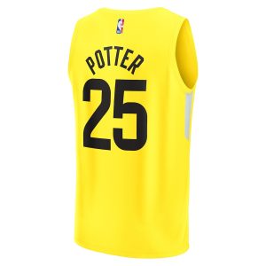 Men’s Utah Jazz Micah Potter Fanatics Branded Yellow Fast Break Player Jersey – Icon Edition