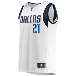 Men’s Dallas Mavericks Frank Ntilikina Fanatics Branded White Fast Break Player Jersey – Association Edition