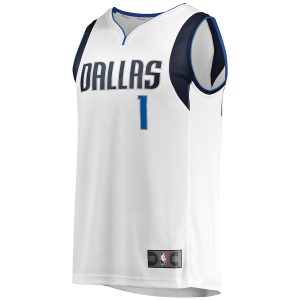 Men’s Dallas Mavericks Theo Pinson Fanatics Branded White Fast Break Player Jersey – Association Edition