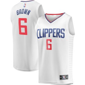 Men’s LA Clippers Moses Brown Fanatics Branded White Fast Break Player Jersey – Association Edition